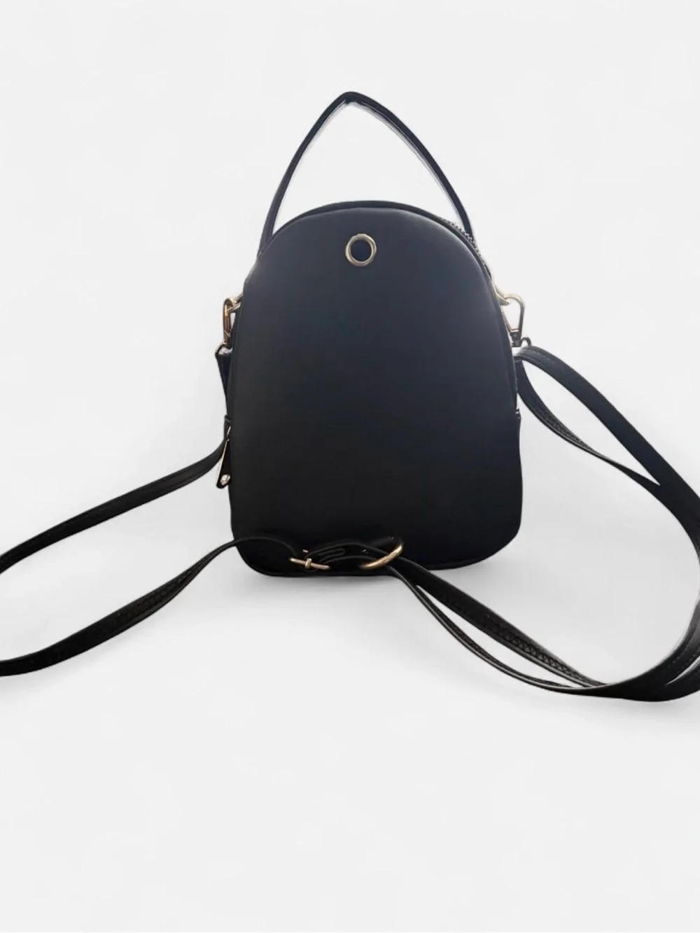 Kids Black Quilted Mini Backpack with Gold Heart Accent